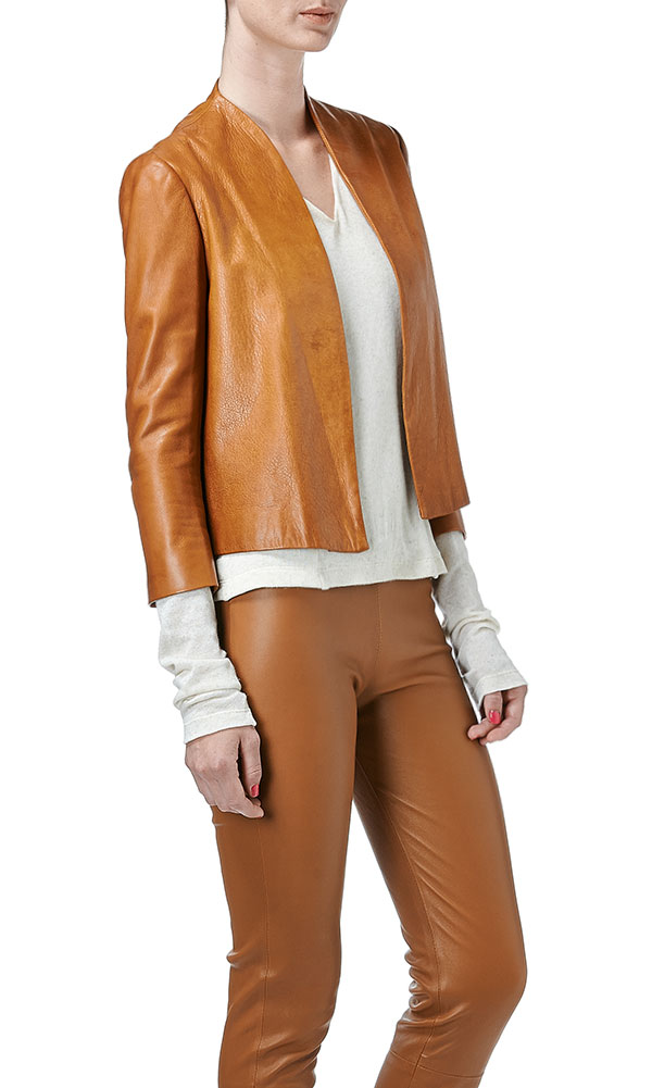 View-2
BECKLEY-BY-MELISSA
Leather-Bolero-Jacket
Spring-for-a-simple-uniform-this-season-with-the-latest-collection-from-BECKLEY-BY-MELISSA.-Distinctly-feminine,-subtly-athletic-and-supremely-understated,-the-collection-features-a-new-signature-print-and-simple,-symmetrical-shapes-for-pieces-that-are-at-once-instantly-classic-and-startlingly-fresh.-Clean-up-your-act-in-this-crisp-BECKLEY-BY-MELISSA-Leather-Bolero-Jacket.-Promo-codes-not-applicable-on-this-item.